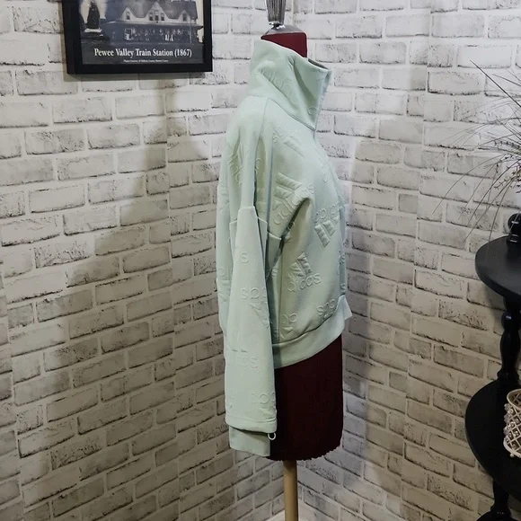 Womens Adidas Logo Jacquard Half Zip Sweatshirt - Picture 3 of 11